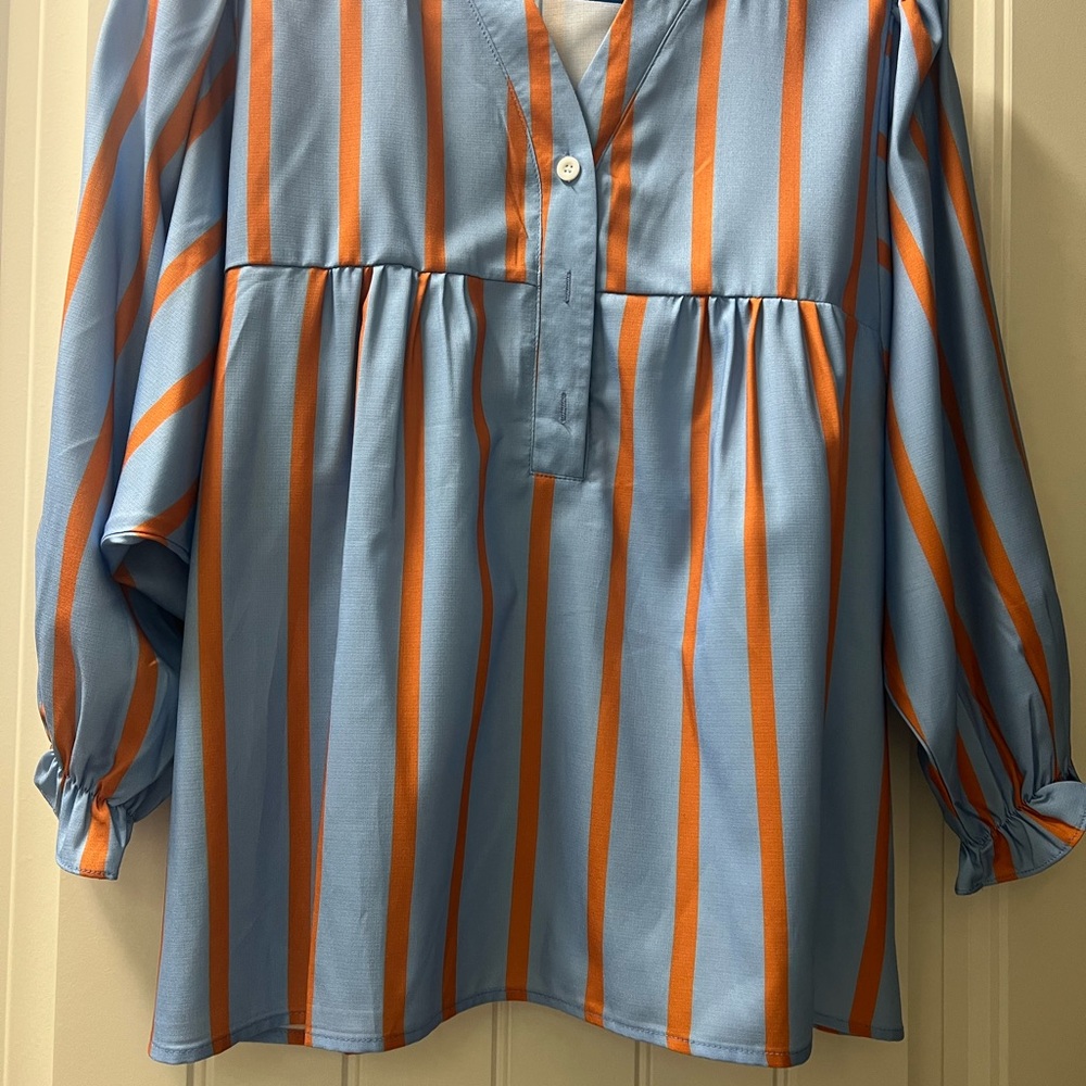 Striped Blue and Orange Blouse